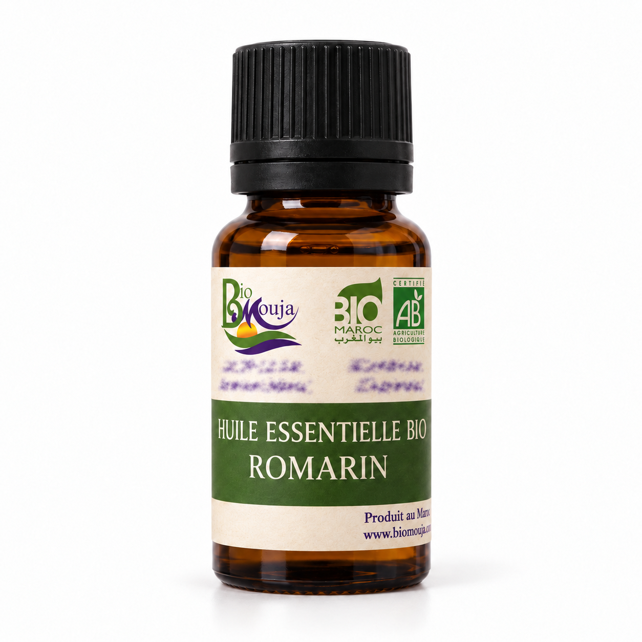 Huile essentielle de romarin bio — Flacon goutteur brun · 10 ml