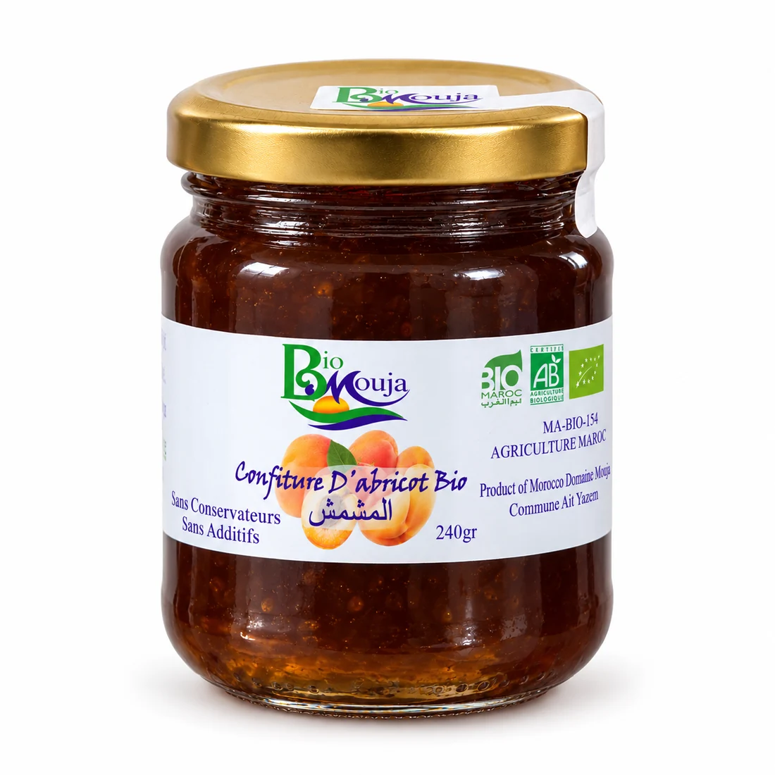 Confiture d’abricot bio — Avec sucre bio · pot 240 g
