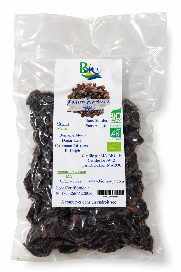 Raisins séchés bio — Sachet transparent · poids à confirmer